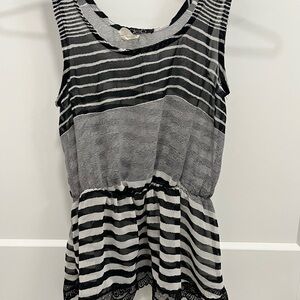 Deb Black and White Striped Tank Top